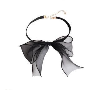 Big Sexy Black Lace Bow-knot Collar Choker Necklace for Women Dainty Charm Handmade Adjustable Soft Lace Velvet Bow Necklaces Wedding Prom Party Jewelry