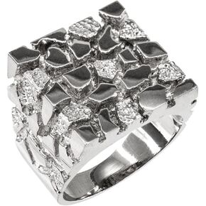 Nugget Rings Men's .925 Sterling Silver Four Corner Square Top