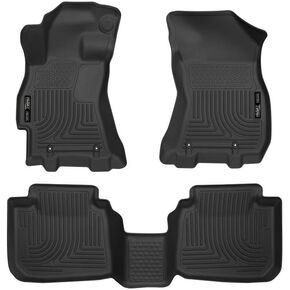 Husky Liners Weatherbeater Floor Mats | Fits 2015-2019 Subaru Legacy & Subaru Outback | Front & 2nd Row, 3-pc Black - 99671