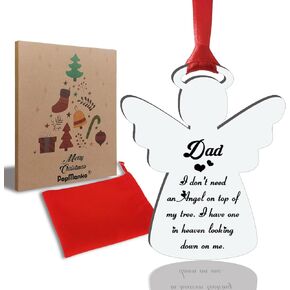 Clear Christmas Memorial Ornament Feather Ball, I Have an Angel in Heaven, Mom Memorial Ornament, Xmas Christmas Tree Remembrance Hanging Bereavement Ornaments Gift for Loss of Loved One (Clear - Mom)