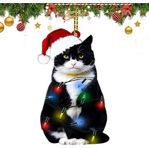 Black Cat Christmas Ornaments 2024, Black Cat Ornaments for Christmas Tree, Funny Black cat Christmas Ornaments,Black Cat Christmas Decor,Personalized Gifts for Cat Lovers