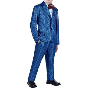 Boys Disco Outfit Sequin Suit 2 Piece Set Kids Shiny 70s Party Costume