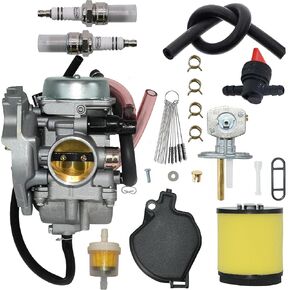 0470-448 0470-427 Carburetor Fit for 2001 2002 2003 2004 2005 Arctic Cat 250 300 2x4 4x4 ATV Quad Carb With Air Filter，Fuel Valve Petcock and spark plug