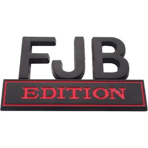 2PCS FJB Edition Car Emblem, Car Decal 3D Raised Letters Bumper Sticker, Badgeslide ?Fender Metal Badge Replacement with 3M Strong Adhesive (2PCS, Black/Red)