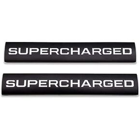 2Pcs Metal Supercharged Emblem 3D Car Logo Premium Auto Badge Rear Trunk Sticker Side Fender Decal (Black&Red)