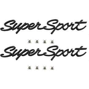 Pair Script Super Sport Front 3D Badge Emblem Replacement for Chevy Impala SS 1965 1966 (Chrome)