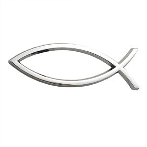 OnlyYou.X New Fish Emblem Fish Badge Christian Fish Symbol Decal Fish Sticker Fits for Universal Cars and Pickup 1 Piece ABS Silver