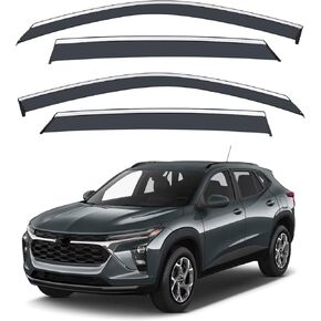 Vesul Clip on Window Deflector Compatible with 2024 2025 Chevrolet Trax Rain Guard Vent Visor Security Shade Shield Cover with 304 Stainless Steel Trim