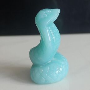 Hand Carved Gemstone Crystal Snake Figurine Animal Carving Statue Home Decor 2'' (Natural Lapis)