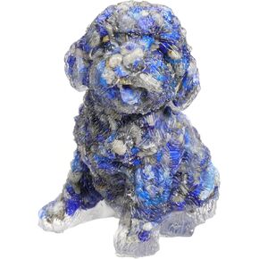 Jovivi 2.56 بوصة تمثال كلب كريستال جمشت منحوت من الراتنج الريكي شفاء كريستال جيب حجر النحت الأحجار الكريمة الحيوان الكلب التماثيل زخرفة لطيف غرفة مكتب ديكور الهدايا in Kuwait