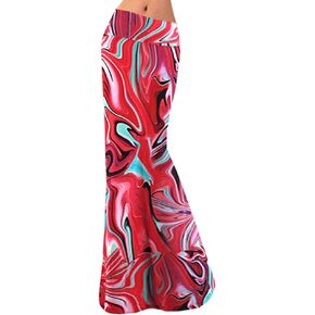 Women Floral Print High Elastic Waist Hip Package Maxi Long Skirt Summer Straight Full Skirt