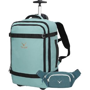 Hynes Eagle Rolling Backpack 42L Backpack with Wheels Airline Approved Carry on Luggage Laptop Travel Backpack for Women Men Mint Green with Waist Pack Green