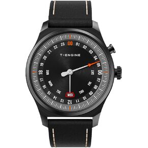 T-ENGINE Watches for Men Quartz 50M Waterproof with Leather Band,24Hour System Mens Watches Business Work Sport Casual Dress Men's Wrist Watches Elegant Gift for Men