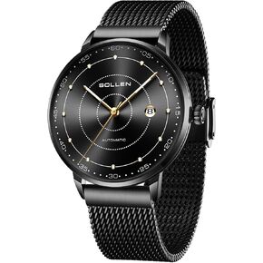 SOLLEN Automatic Mens Watches, Minimalist Automatic Mechanical Watches for Men, Luxury Luminous Self-Winding Men's Wrist Watch with Calendar