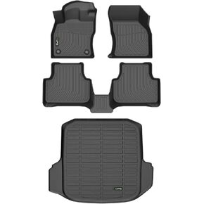 HAFIDI® Floor Mats & Cargo Liner Set Fit for Volkswagen VW Jetta 2019-2024 2025 All Weather Protection TPE Anti-Slip Automotive Full Set Floor Liners Custom Accessories - Black