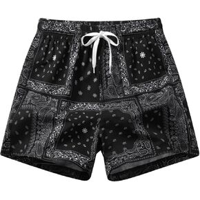 Men's Big and Tall Graphic Drawstring Workout Shorts Summer Track Shorts with Pocket