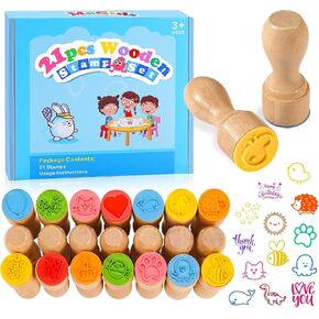 MeCids Wooden Alphabet Number Stamp for Kids - Educational Learning Toy Stamp for Playdough with 26 Letters, Numbers 0-9, Flashcards - ABC Spelling and Math Learning Toddler Ideal Back to School Gift