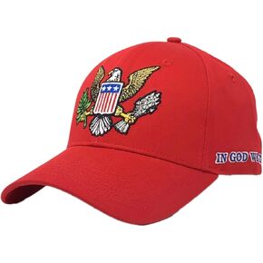 JP's Patriotic USA Eagle Snapback Cotton Hat; One Size (L/XL); Red