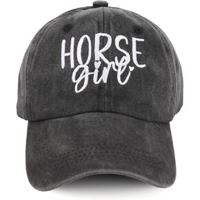 Horse Girl Hat for Women, Horse Girl Gifts for Horse Lovers, Embroidered Adjustable Cotton Baseball Cap,Horse Lover Gifts for Women Girls, Minimalist Style Dad Hats for Equestrian Lovers Riders Black