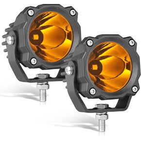 2.8 Inch LED Pods Amber, 60W Hyper Spot LED Off-Road Pod Lights,IP68 Waterproof Ditch Hood Bumper Yellow Fog Lights for Wrangler Bronco UTV ATV Motorcycle T-Top Boat Truck