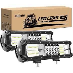 Nilight - 18002C-B 2PCS 12Inch 180W Triple Row Flood Spot Combo LED Light Bar 18000LM Led Bar Driving Lights Boat Lights Led Off Road Lights for Trucks,2 Years Warranty