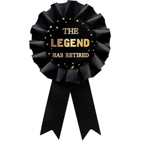 Black The Legend Has Retired Tinplate Badge Pin, Happy Retirement Man or Woman Award Ribbon, Great for Retirement Party Decorations Gift