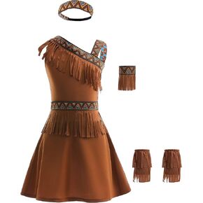 Dressy Daisy Toddler Little Girl Native American Princess Halloween Costume Fancy Party Dress Up Set with Headband