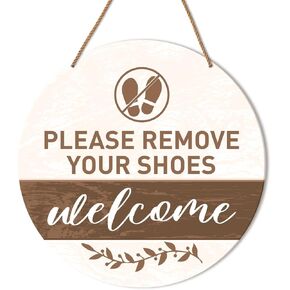 Remove Shoes Sign for Front Door, No Shoes Sign Hanging Sign for House Home Front Door Entryway Porch Door Decor Please Take Off Your Shoes Sign Wall Decorations, Cover or Remove Shoes Upon Entry