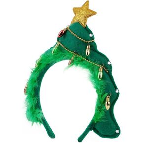 Cubahop Christmas Small Bell Headbands Xmas Tree Round Ball Headbands for Christmas Party Costume Accessories