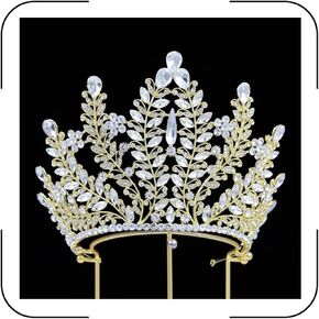 QXMYOO تيجان كبيرة جدًا للنساء من الكريستال النمساوي الشفاف، تاج فضي لحفلات العودة للوطن، تاج الملكة الكبير، غطاء رأس من حجر الراين الكبير لحفلات أعياد الميلاد وحفلات الزفاف Quinceanera in Kuwait