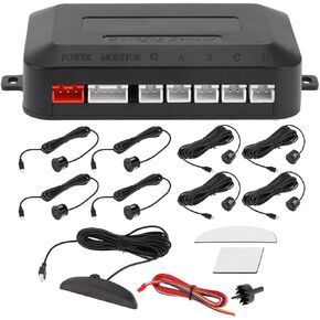 Motoforti Universal Car Auto Vehicle Reverse Backup Radar System Reverse Parking Sensors Alarm Buzzer Reminder Distance Detection Dark Blue 8 Parking Sensors