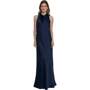 Maggy London High Neck Floor Length Fit and Flare Halter Formal Dresses for Women