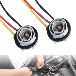 Pack-2 1157 180 Degree Car Socket Harness Connector Adapter, Vehicle LED Turn Signal Light Holder, Universal Automotive Signal Brake Light Mount Plug for Truck SUV Car (Gray)