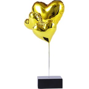 Electroplated Heart Sculpture - Modern Art Resin Balloon Heart-Shaped Sculpture, Ideal for Living Room, Coffee Table, Engagement Parties (Silver)