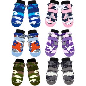 SATINIOR 6 Pair Kids Winter Snow Mittens Waterproof Toddler Ski Gloves for Children Outddor Activities(Camouflage Style,3-6 Years)