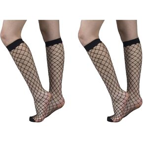 2 PAIRS FISHNET OVER THE CALF SOCKS | LARGE FISHNET HIGH SOCKS | FASHION SOCKS | MADE IN ITALY