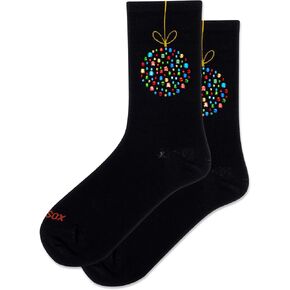 HOTSOX Women's Ornament Crew Sock 1 Pair Pack, Black, Women's Shoe Size 4-10