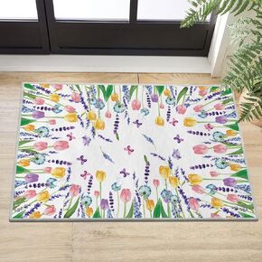 Artoid Mode Tulip Lavender Spring Area Rug, Summer Home Decor Low-Profile Area Rugs for Entryway Bedroom Living Room Laundry Room Indoor 5x7 Feet