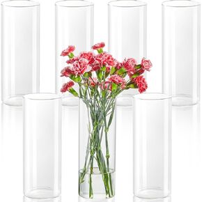 7pcs Glass Cylinder Vases for Centerpieces - 10 Inch Tall Glass Vases for Flower, Clear Glass Flower Vases Bulk Floating Candle Vases for Table Centerpiece Wedding Home Décor