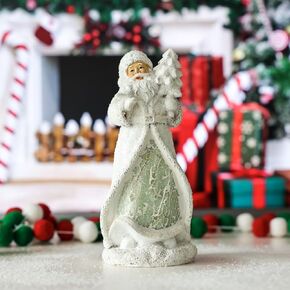 Santa Claus Decor Figurines Resin Christmas Santa Lighted Decorations Indoor Glowing Snowman LED Light Indoor Christmas Decoration for Home Office Table Xmas Party Ornament Gift