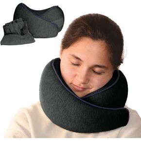 Memory Foam Travel Pillow | Provides Real Support to Head, Neck, and Chin | Best Firm Airplane Pillow for Long Flights