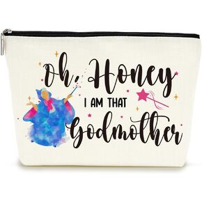 Decohim Makeup Bag Cosmetic Bag for Women Funny Godmother Gift Godmother Proposal Pregnancy Announcement Birthday Wedding Mothers Day Christmas Gifts for Godmom Fairy Fans I'm That Godmother
