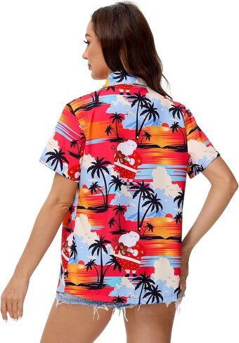 Blueleaf Hawaiian Shirts for Women Short Sleeve Button Down Shirts Women's Beach Aloha Tropical Floral Shirts in Saudi Arabia