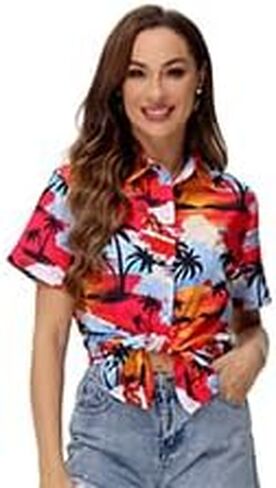 Blueleaf Hawaiian Shirts for Women Short Sleeve Button Down Shirts Women's Beach Aloha Tropical Floral Shirts in Saudi Arabia