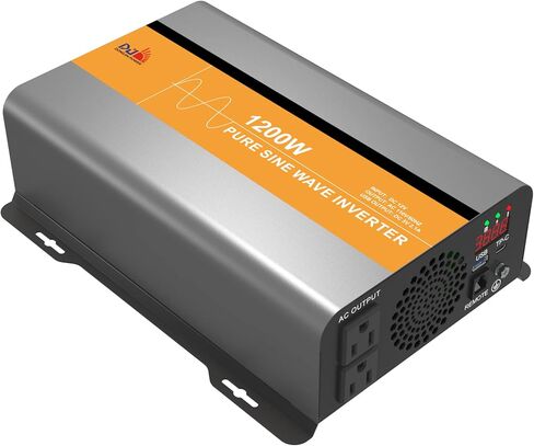 DongJin 1200W Power Inverter Pure Sine Wave Inverter DC 12V to AC 110V 120V Converter for Home RV Camping 1200 Watt Power Inverter for Vehicles Car with LED Display,USB,Type-C,Remote Control,AC Outlet in Saudi Arabia