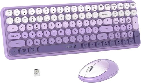 Wireless Keyboards and Mouse Combos, UBOTIE Colorful Gradient Rainbow Colored Retro Typewriter Flexible Keyboard, 2.4GHz Connection and Optical Mouse(Green Gradient) in Kuwait