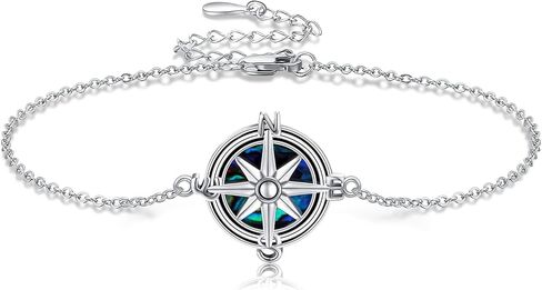 Mustard Seed Cross/Paw Print/Butterfly/Sunflower/Compass/Moss Agate Bracelet for Women 925 Sterling Silver Graduation Link Bracelet Jewelry for Women in Kuwait