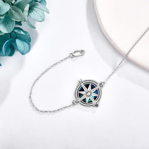 Mustard Seed Cross/Paw Print/Butterfly/Sunflower/Compass/Moss Agate Bracelet for Women 925 Sterling Silver Graduation Link Bracelet Jewelry for Women in Kuwait