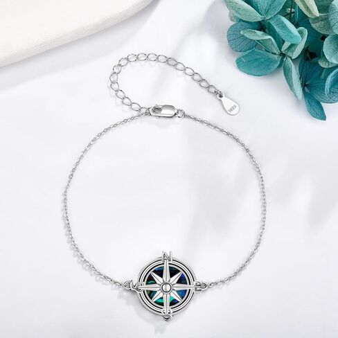 Mustard Seed Cross/Paw Print/Butterfly/Sunflower/Compass/Moss Agate Bracelet for Women 925 Sterling Silver Graduation Link Bracelet Jewelry for Women in Kuwait