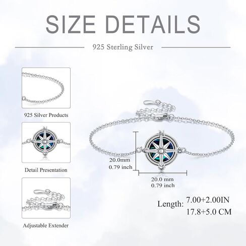 Mustard Seed Cross/Paw Print/Butterfly/Sunflower/Compass/Moss Agate Bracelet for Women 925 Sterling Silver Graduation Link Bracelet Jewelry for Women in Kuwait